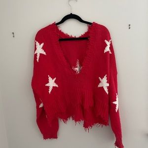 Wildfox red star crop sweater